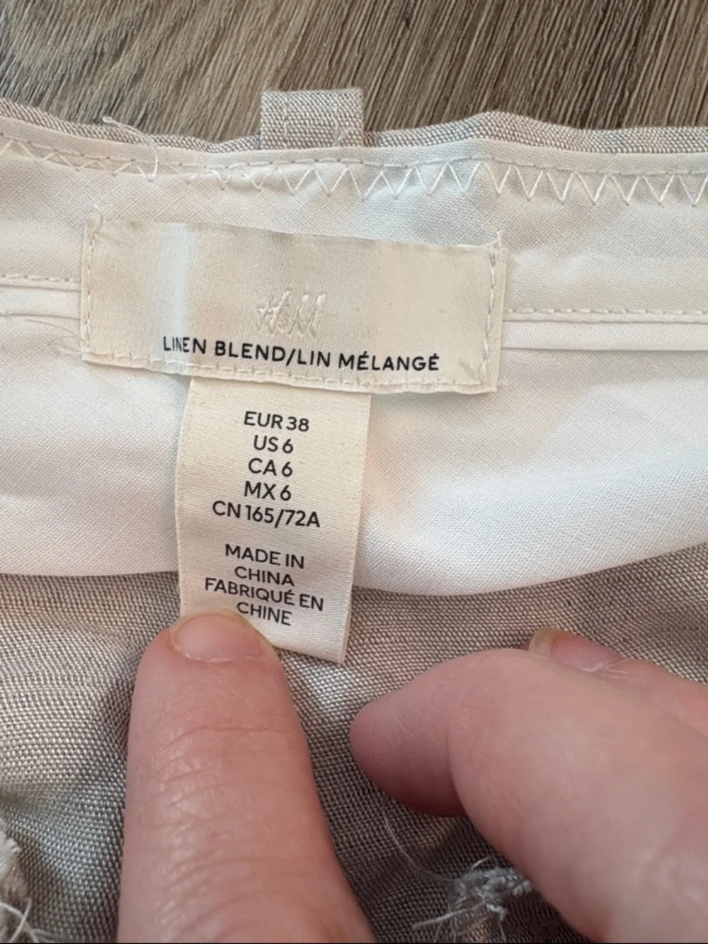 H&M High-Waisted Linen-Blend Wide-Leg Trousers - Size 6 beach lagenlook neutral